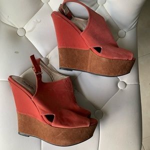 Faux suede wedges